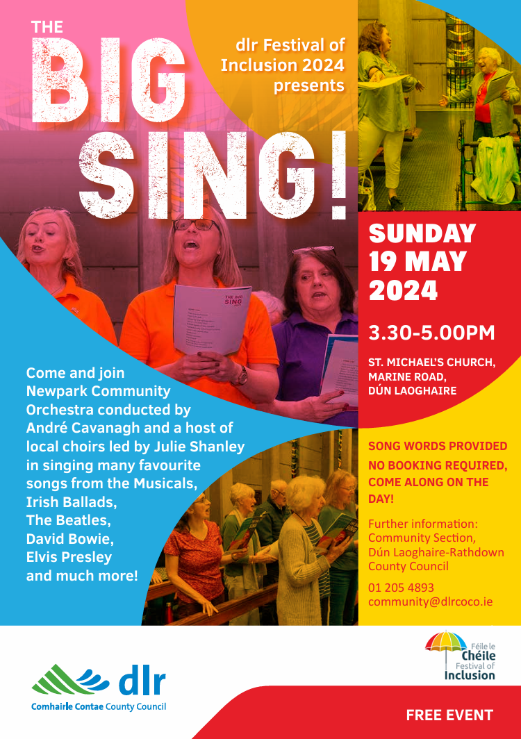 Poster created by DLRCC advertising the Big Sing 2024